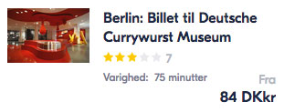 Billet til Currywurst Museum i Berlin