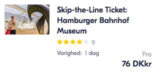 Billet til hamburger bahnhof i Berlin